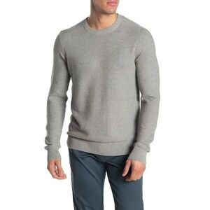 Original Penguin Mens Ribbed Crew Neck Sweater Grey Cotton Pullover XL NEW
